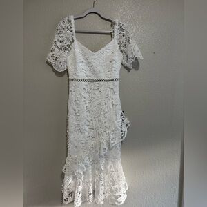 Lulus NWT White Dress with Lace Detailing